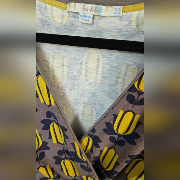 Boden Tulip Print Jersey Empire Waist Midi Dress Sz 12 L - Picture 4 of 5